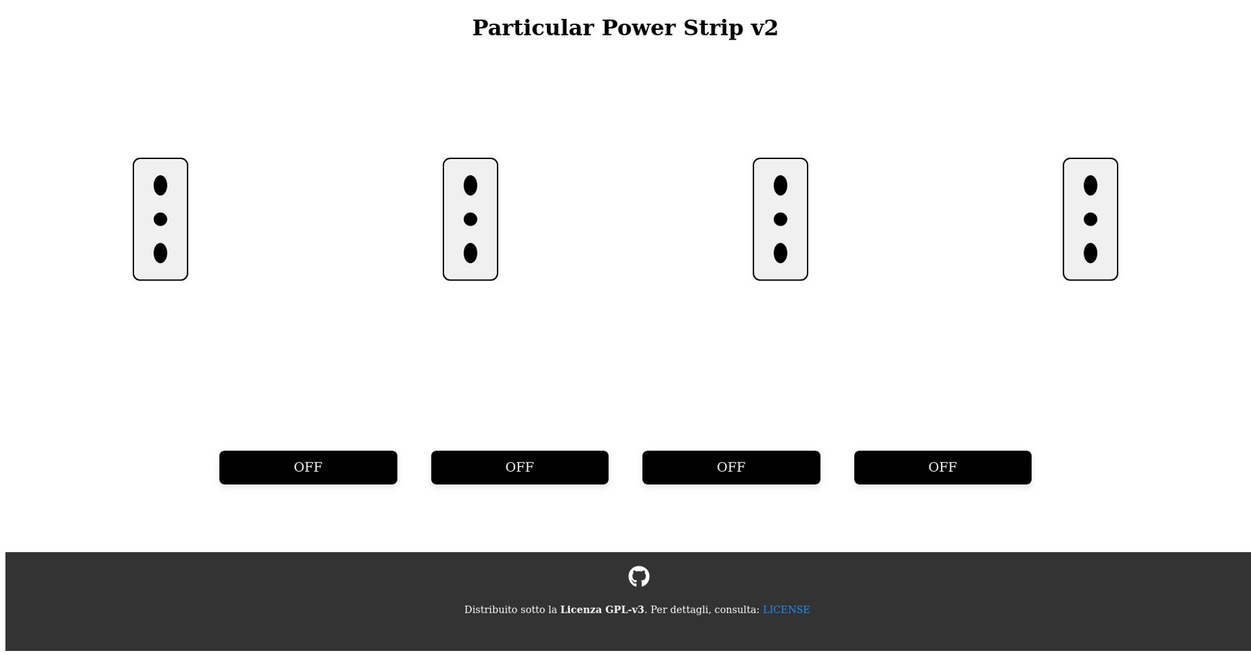 Interfaccia web della v2 con i quattro pulsanti