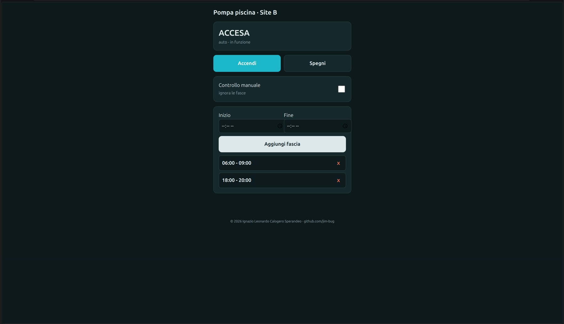 Interfaccia web di Pool-Pomp-Control